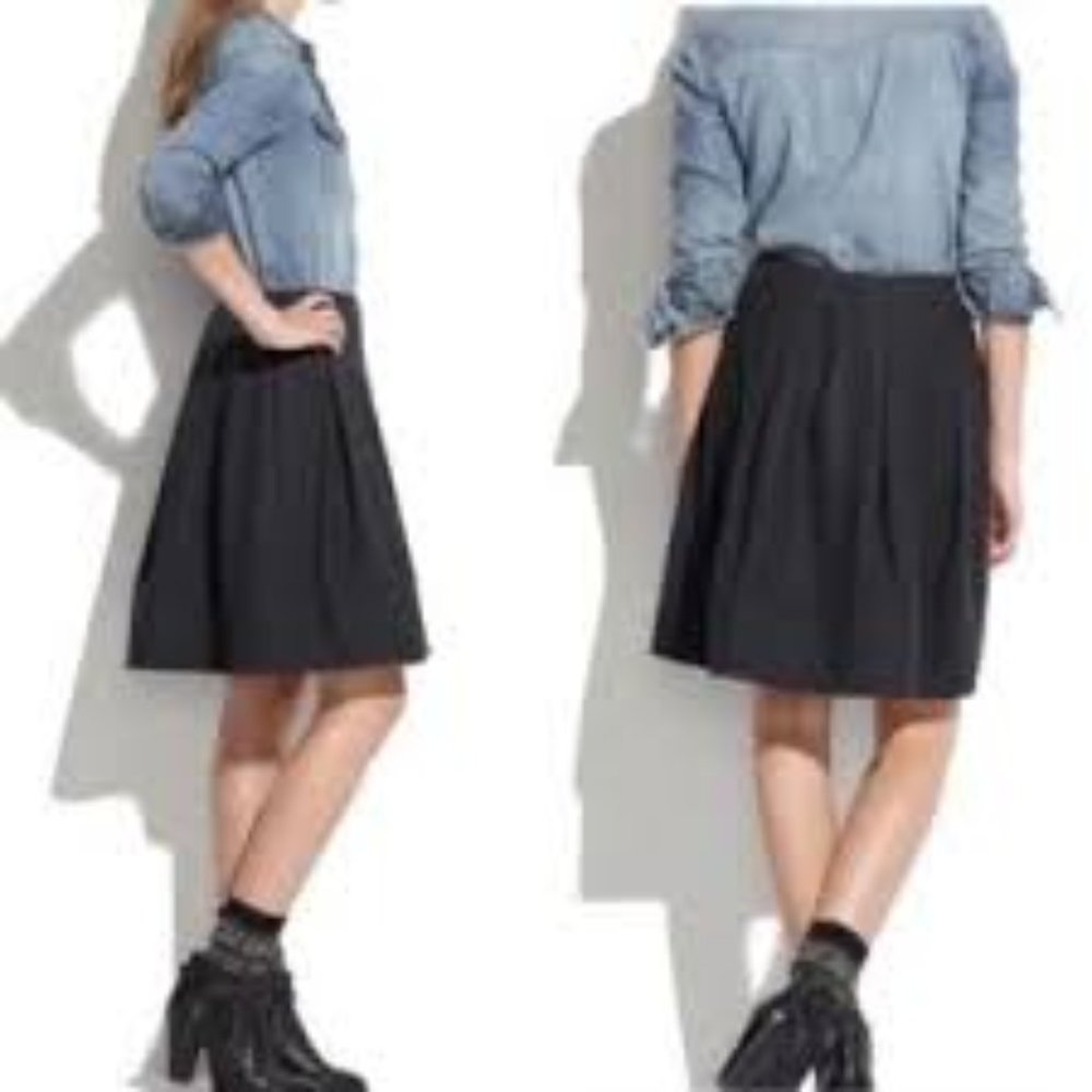 Madewell Wool Blend Structured Pleat Skirt - Picture 2 of 5